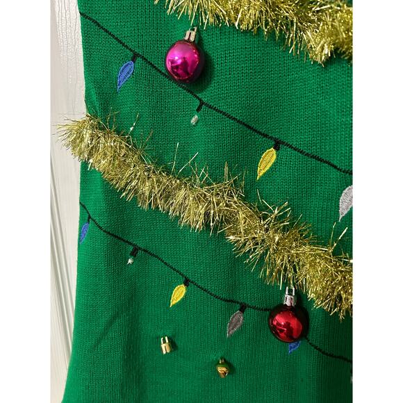 Tis the Season Holiday Sweater/Dress, adorned with holiday cheer, Size XL - Picture 3 of 8